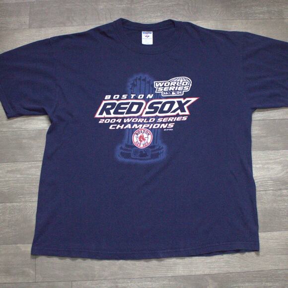 Boston Red Sox 2004 World Series Champions T-Shirt Men's Size XL Blue Y2K - Picture 2 of 3